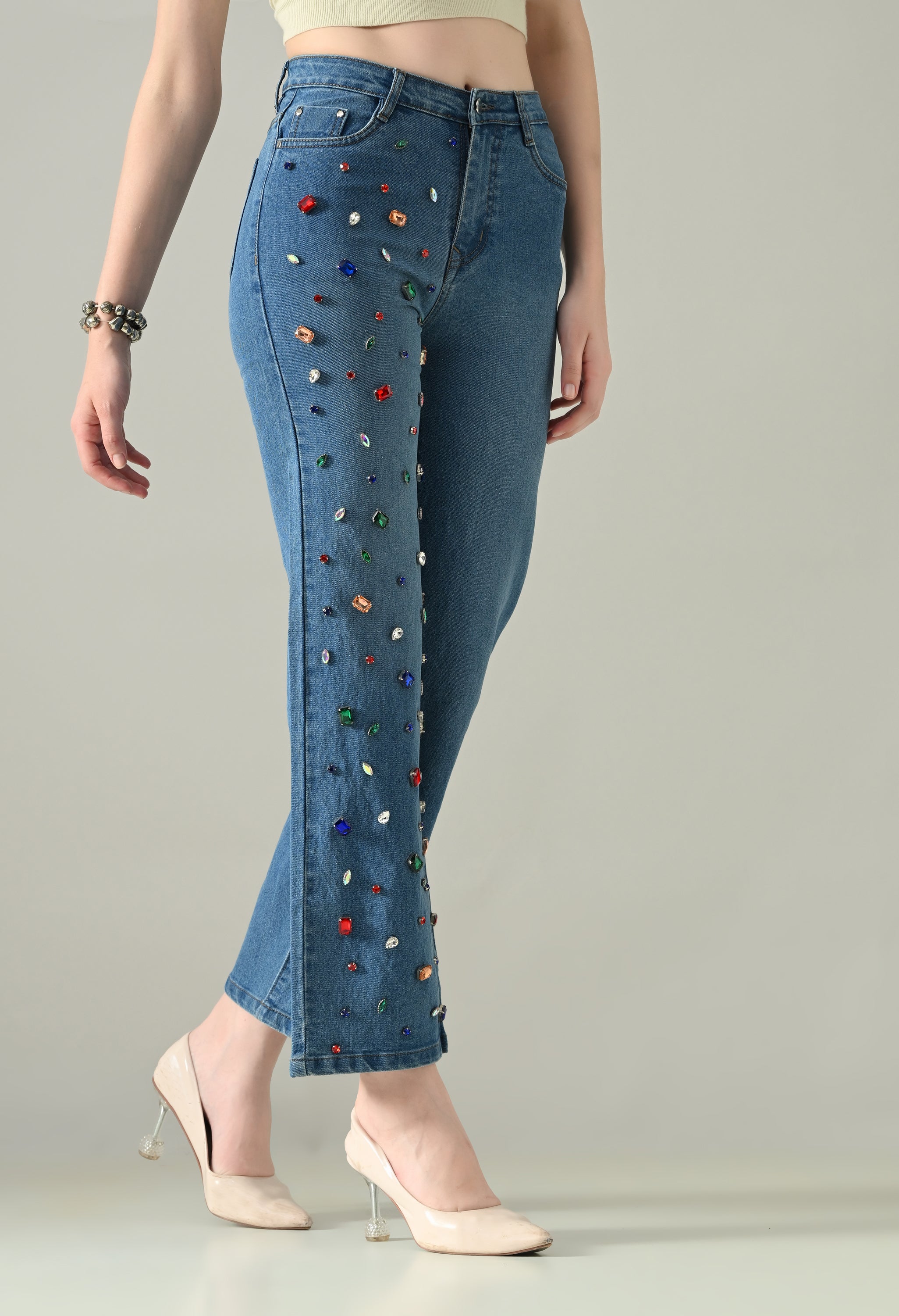 Rhinestone Radiance Denim Jeans