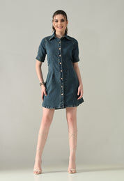 Contour Denim Button-Down Dress