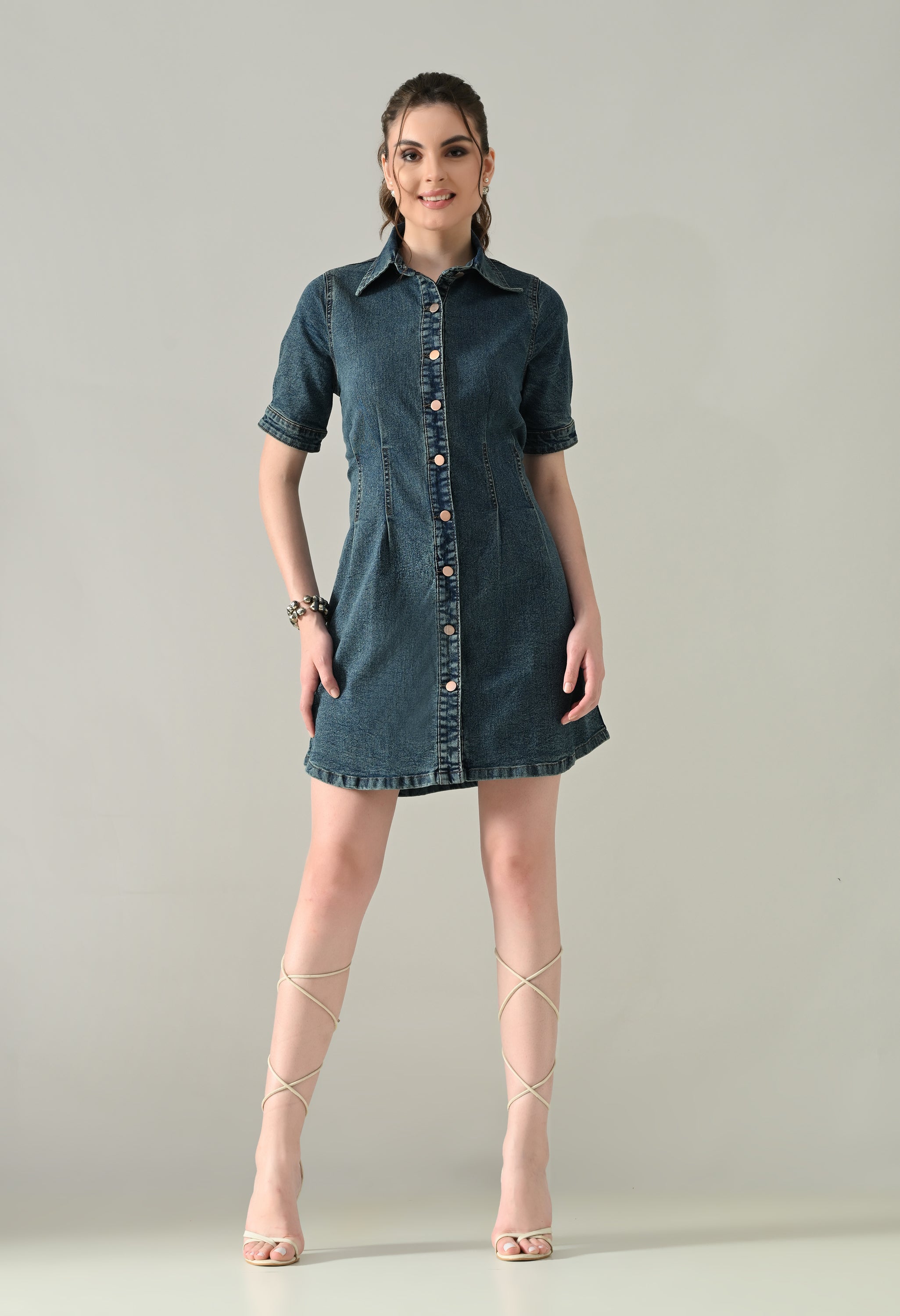 Contour Denim Button-Down Dress