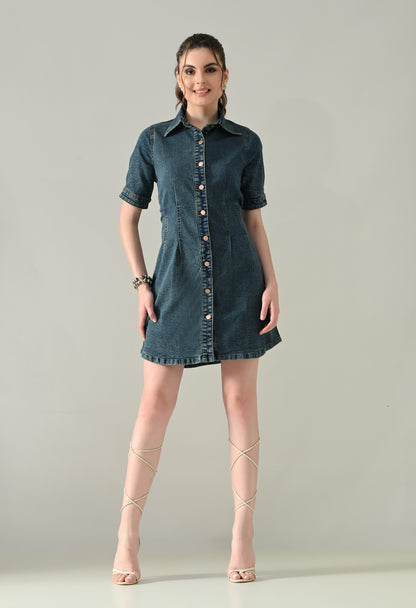 Contour Denim Button-Down Dress