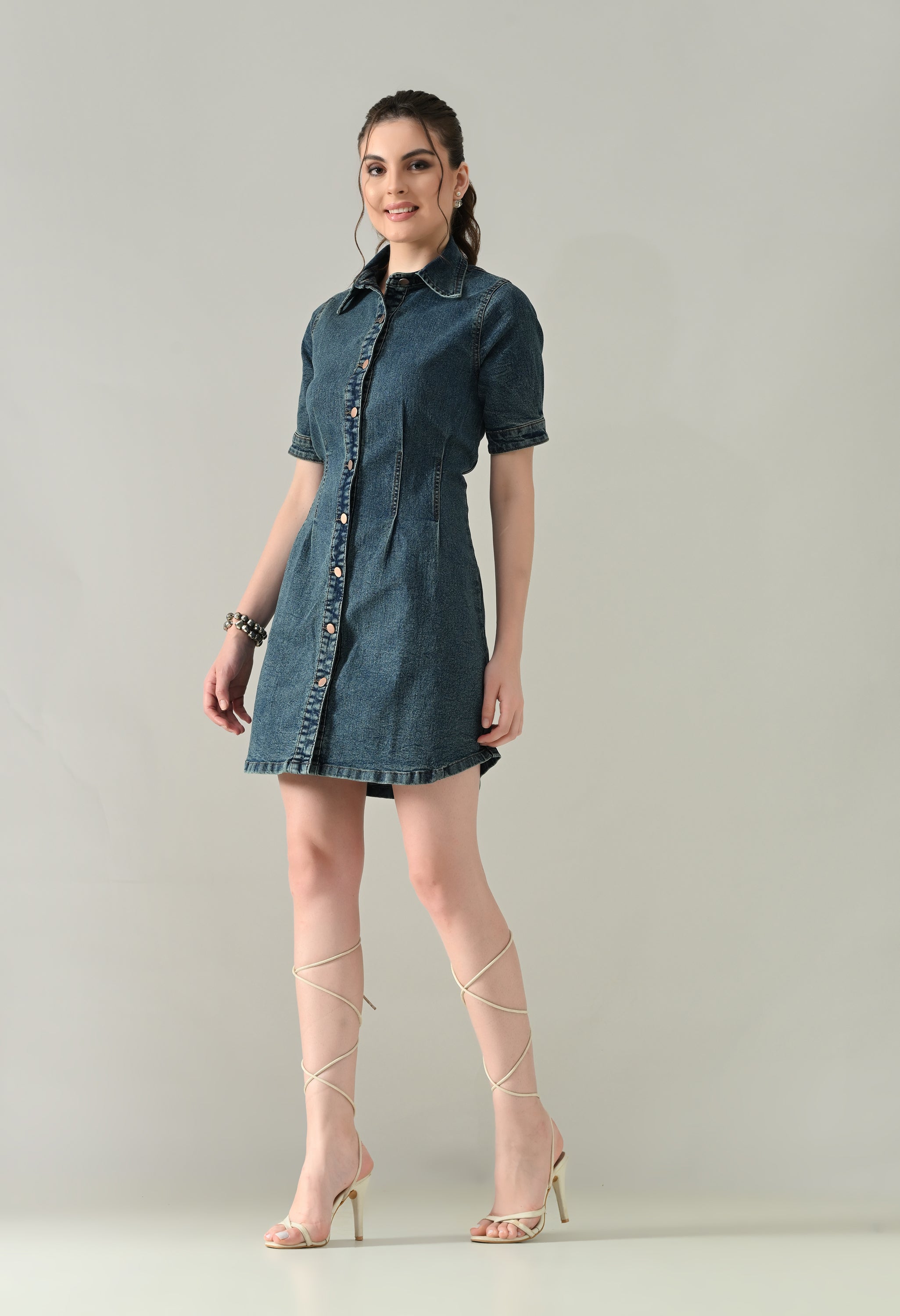 Contour Denim Button-Down Dress