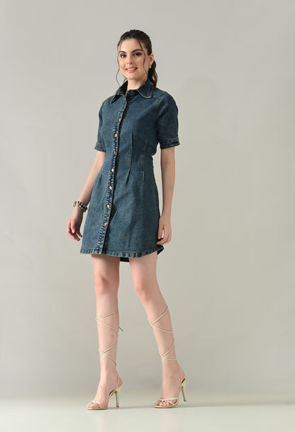 Contour Denim Button-Down Dress