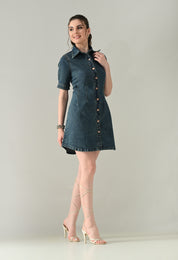 Contour Denim Button-Down Dress