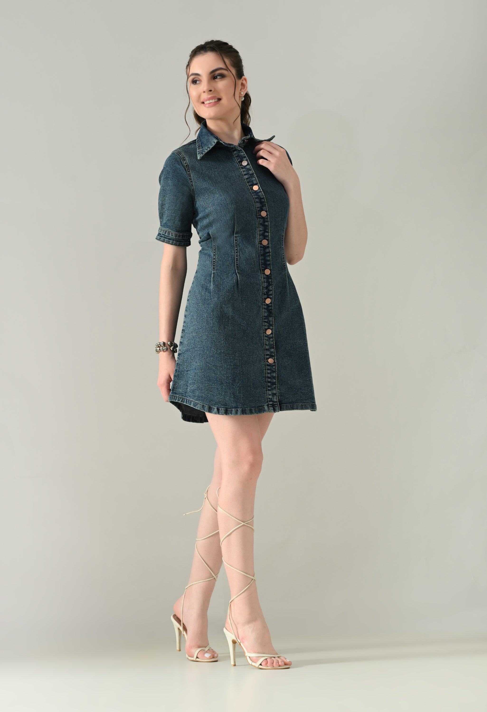 Contour Denim Button-Down Dress