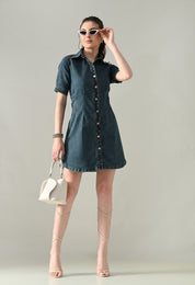 Contour Denim Button-Down Dress