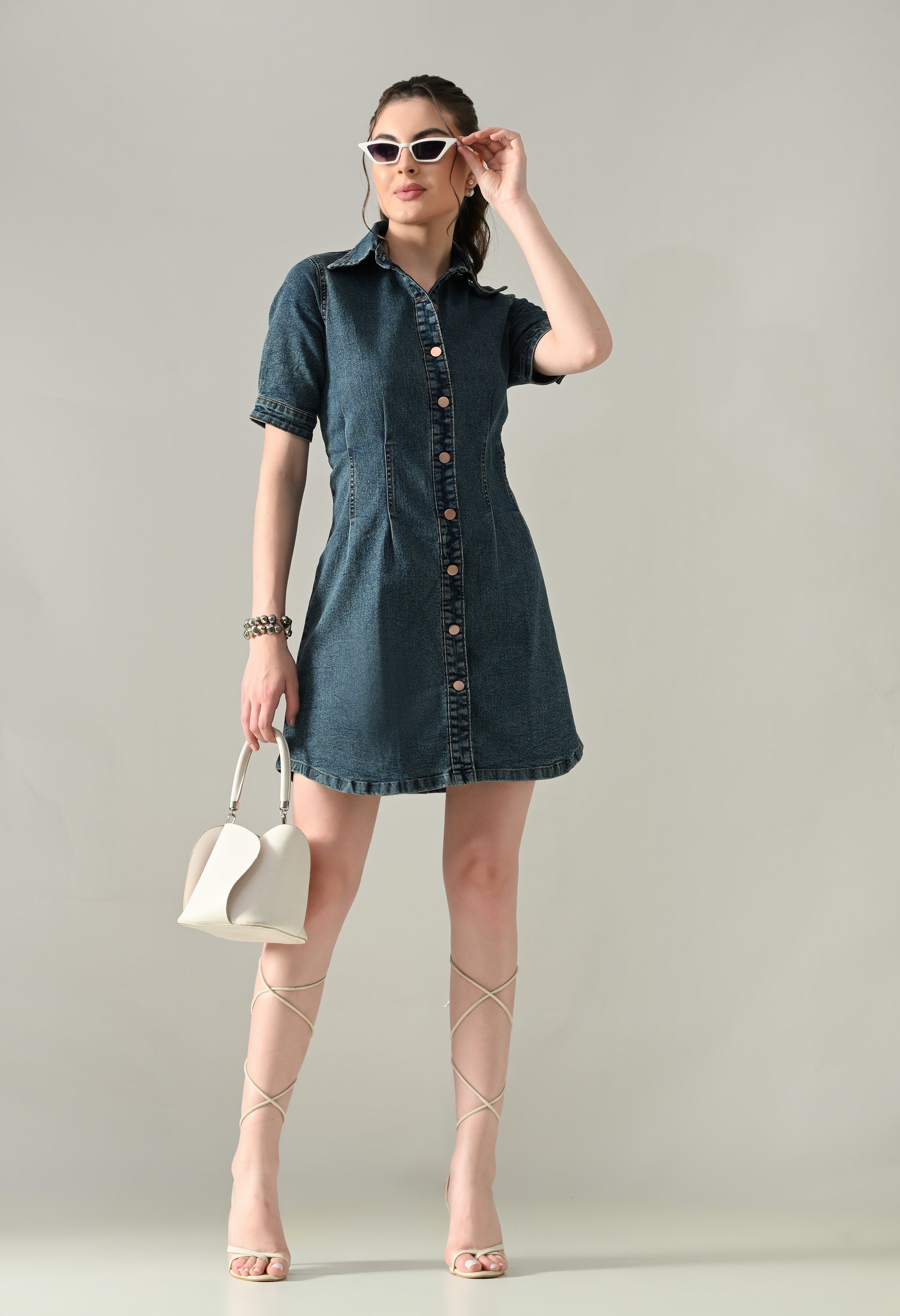 Contour Denim Button-Down Dress