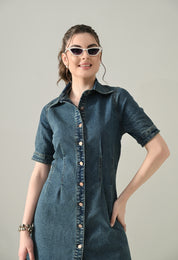 Contour Denim Button-Down Dress