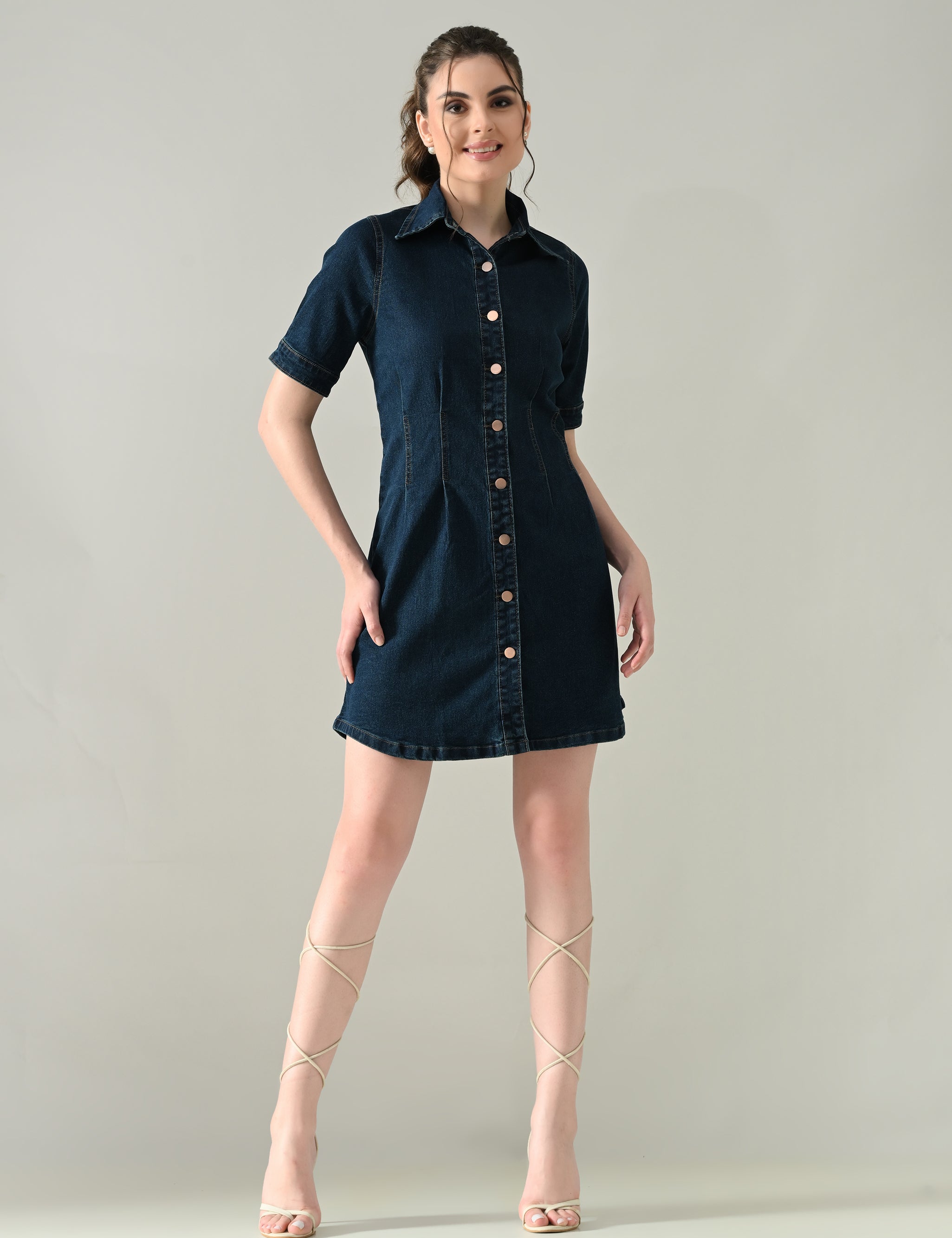 Contour Denim Button-Down Dress