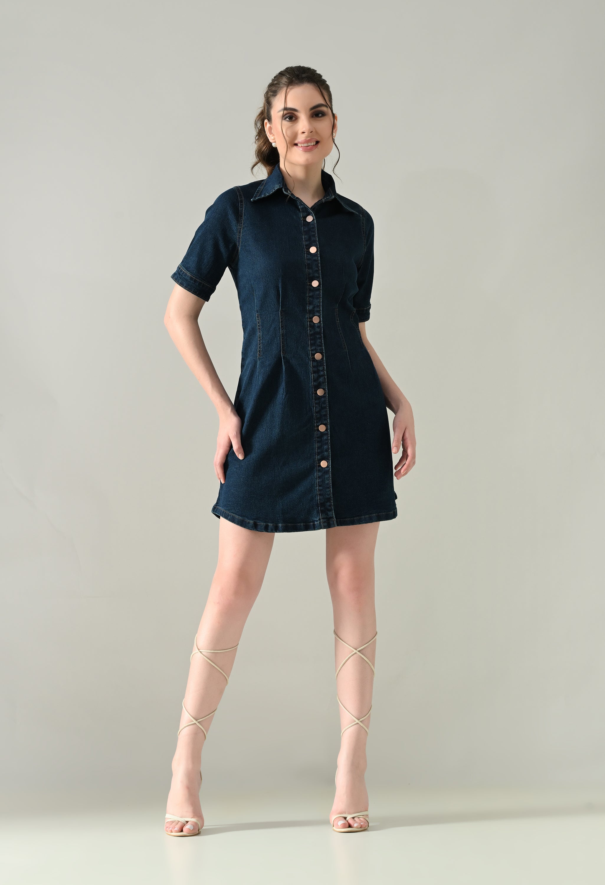 Contour Denim Button-Down Dress