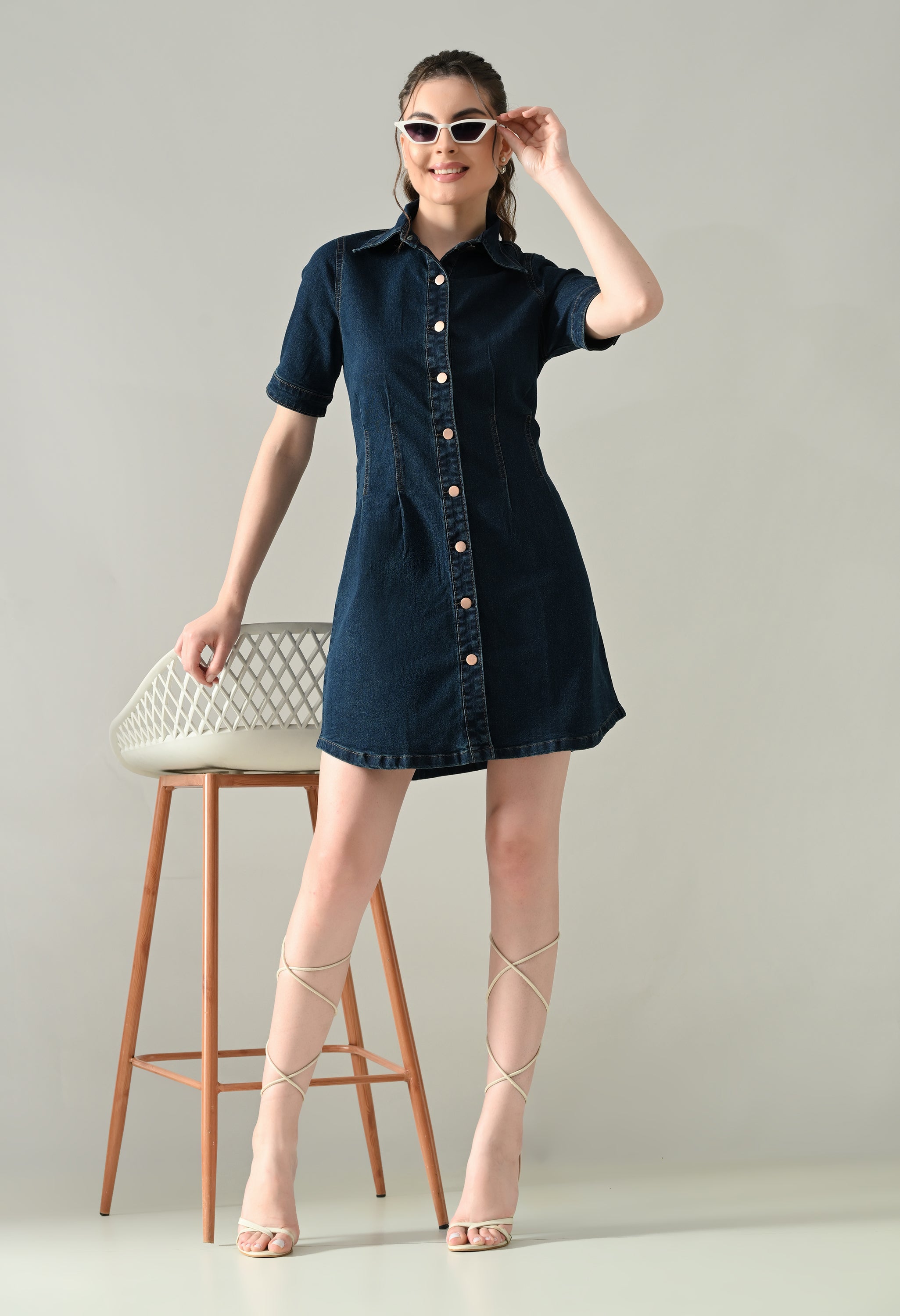 Contour Denim Button-Down Dress