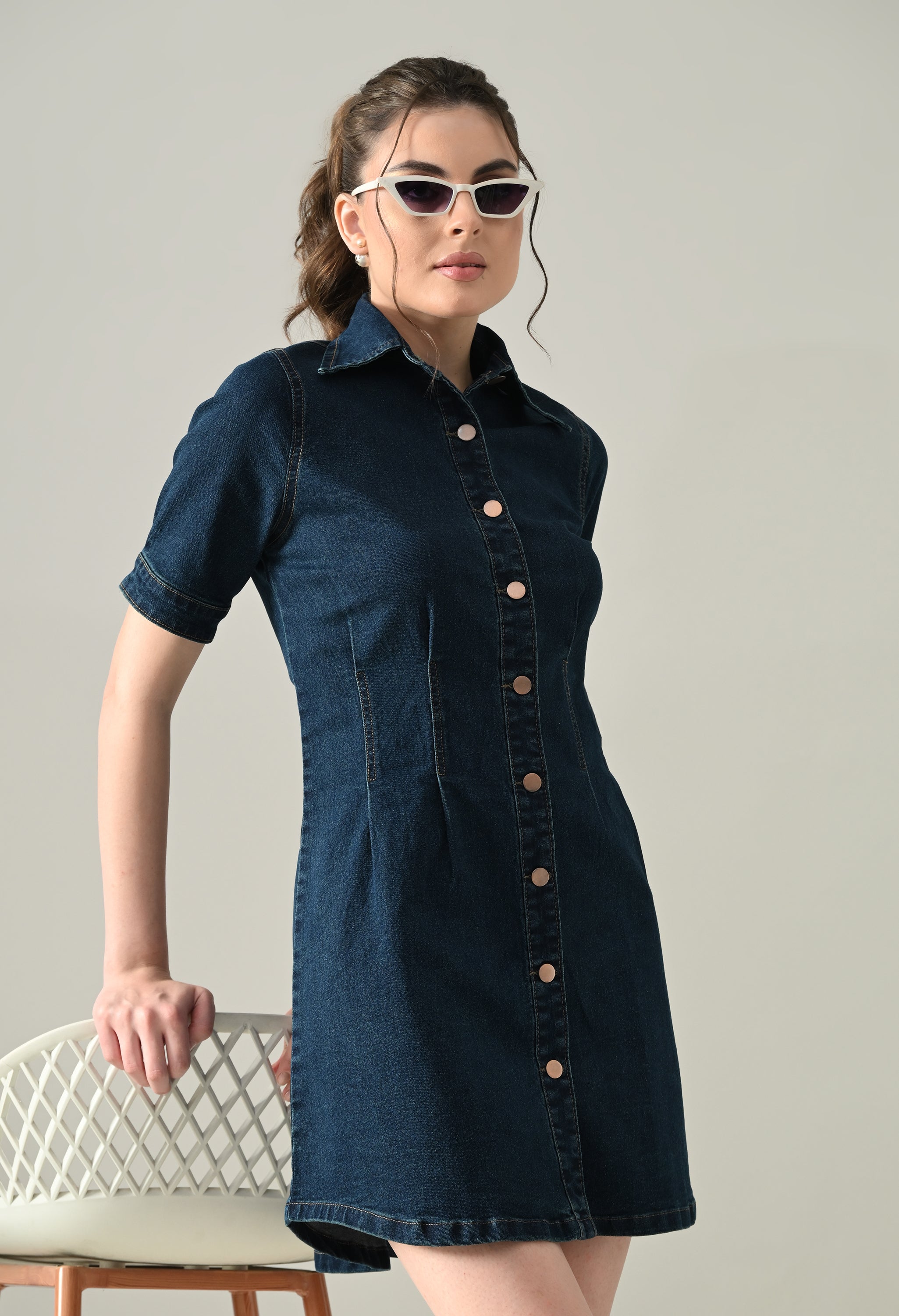 Contour Denim Button-Down Dress