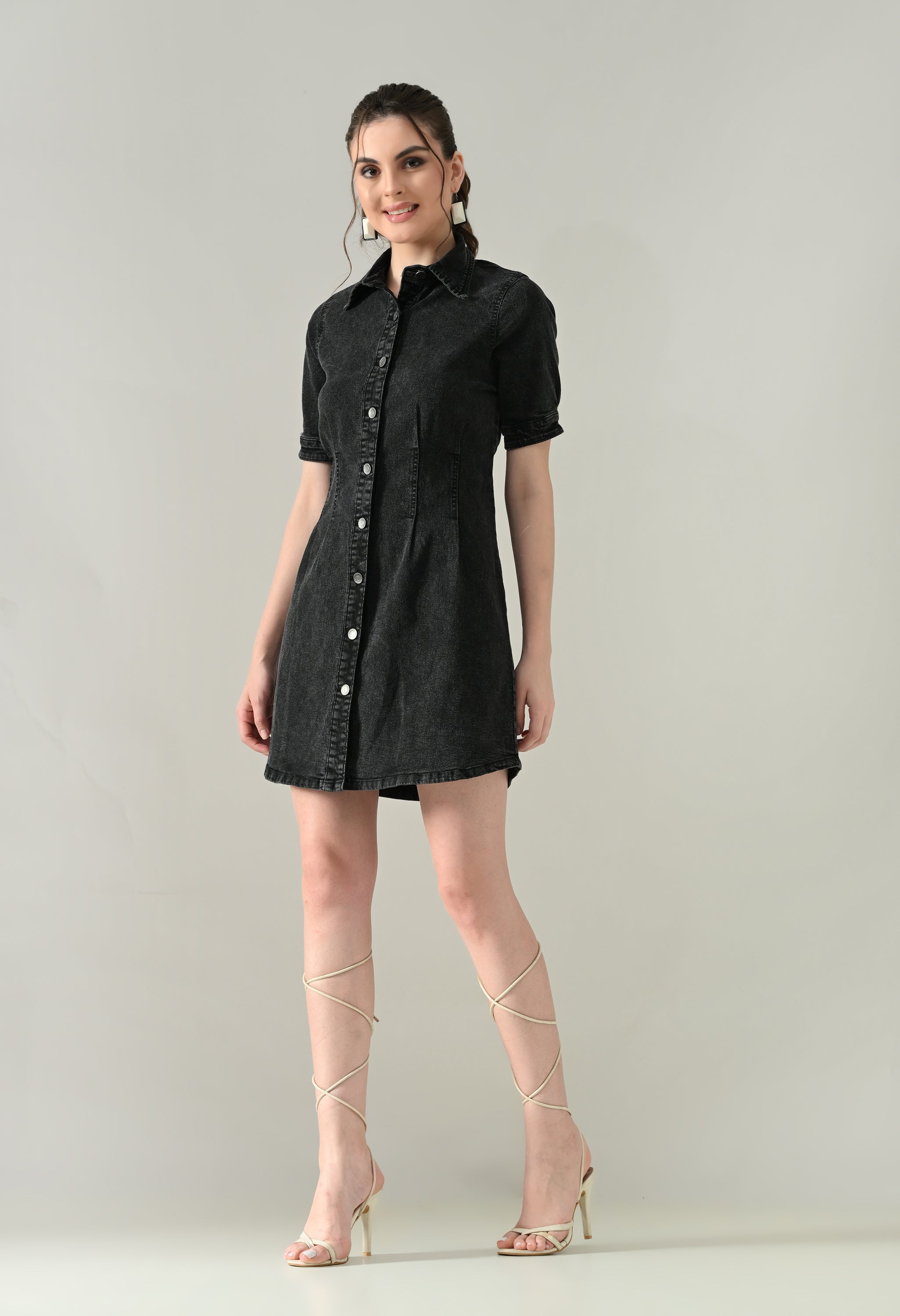 Contour Denim Button-Down Dress