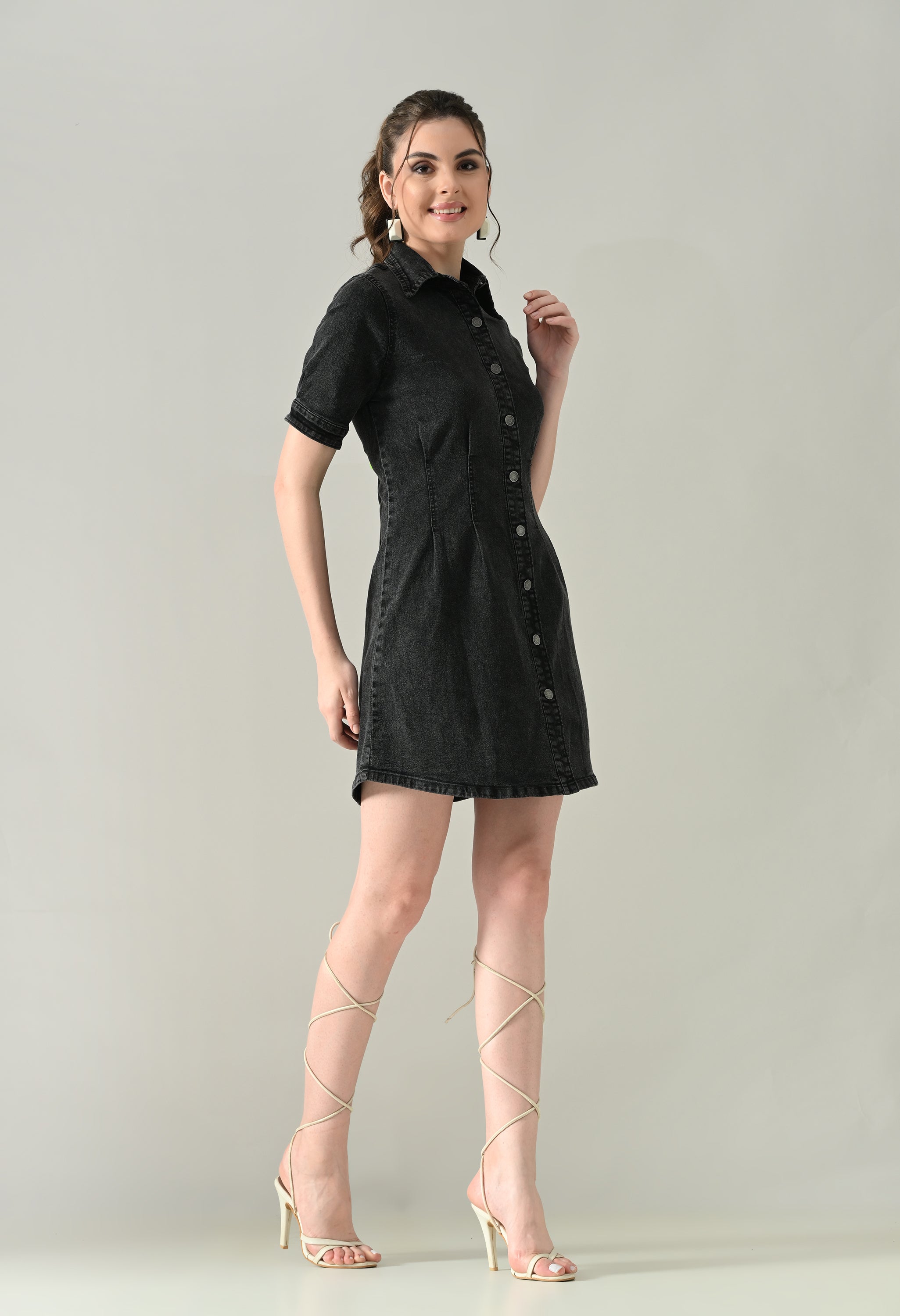 Contour Denim Button-Down Dress