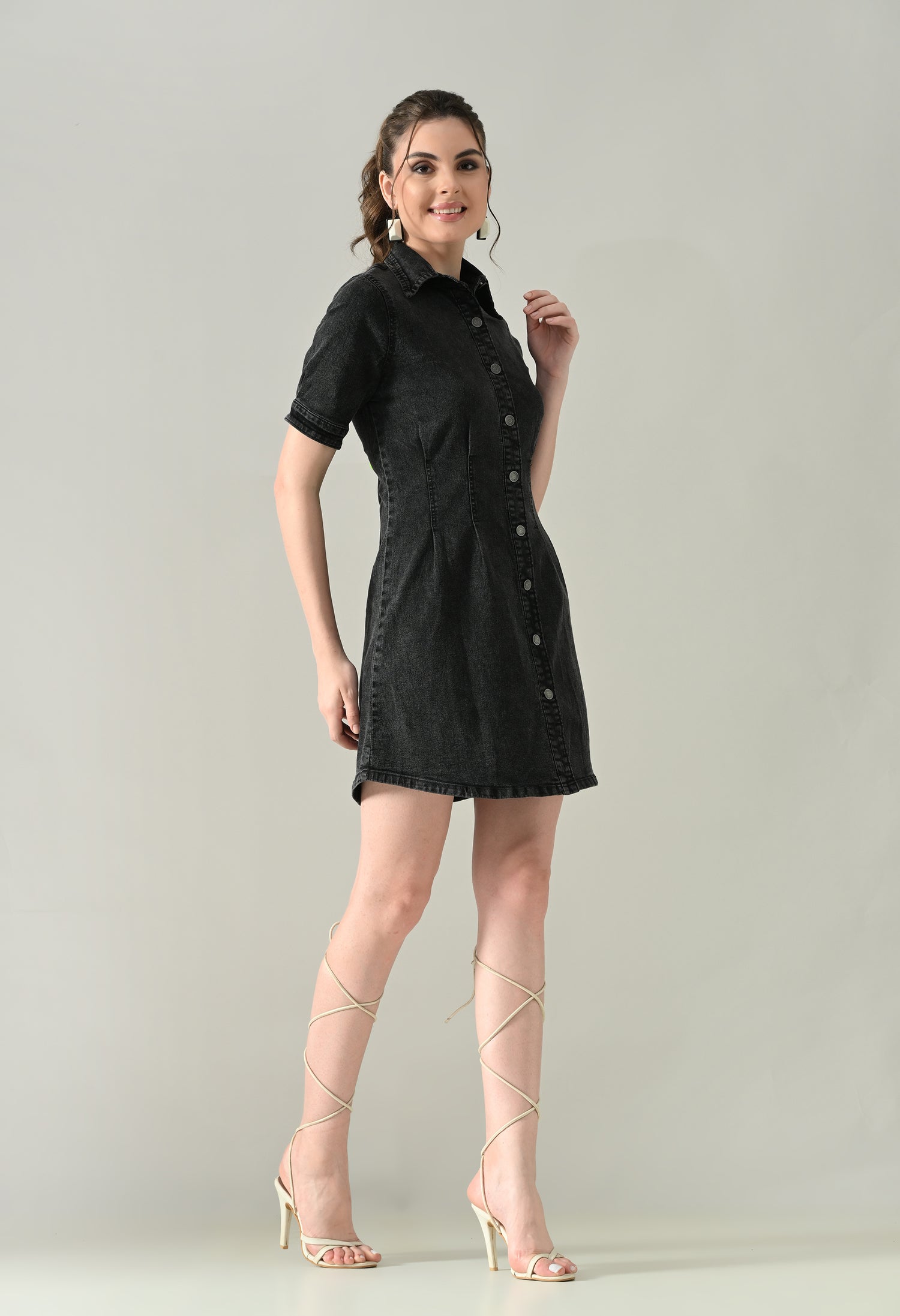 Contour Denim Button-Down Dress