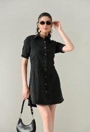 Contour Denim Button-Down Dress
