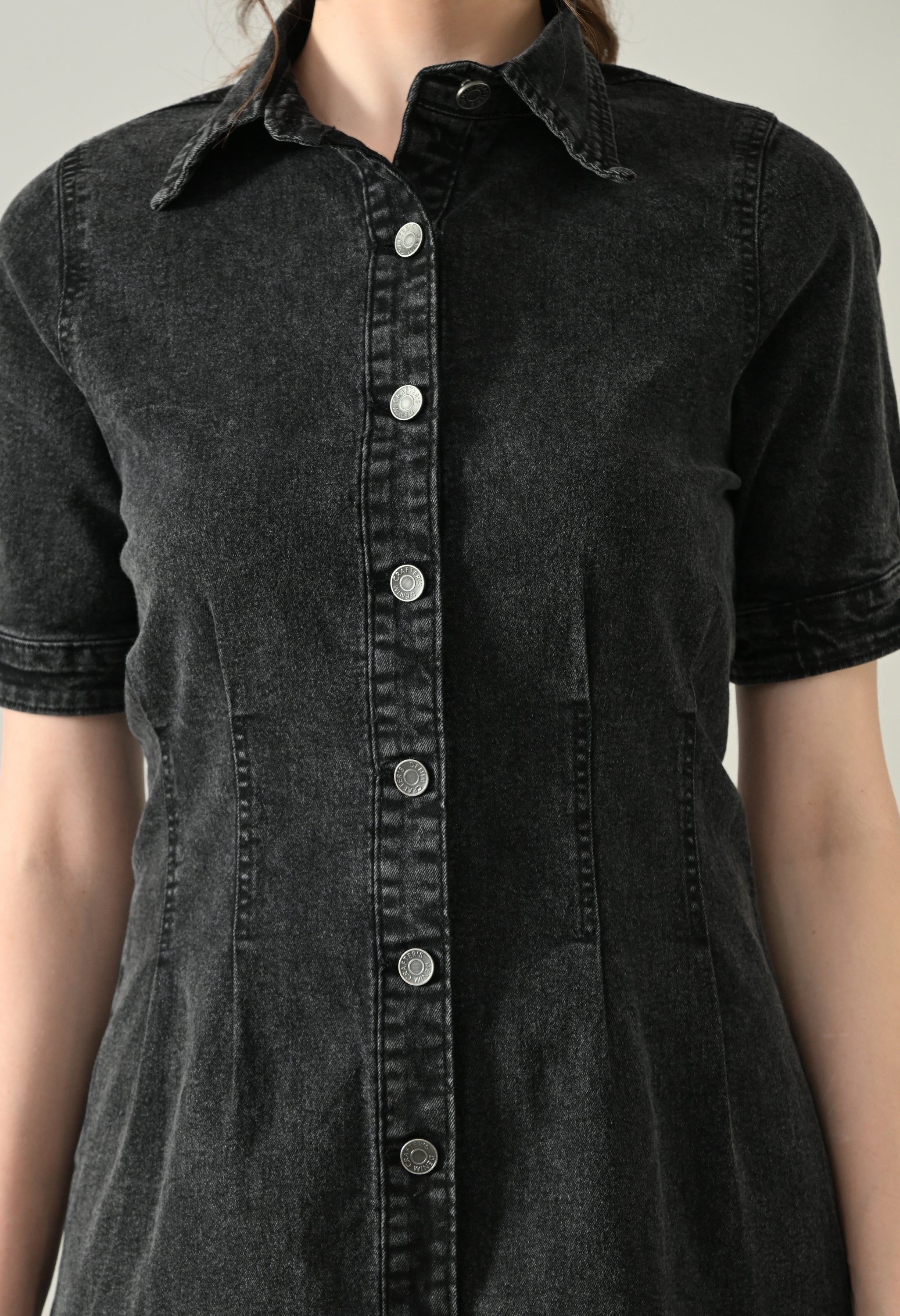 Contour Denim Button-Down Dress