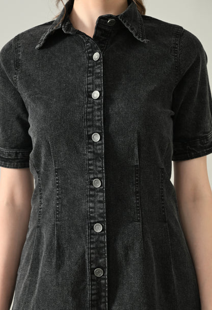 Contour Denim Button-Down Dress