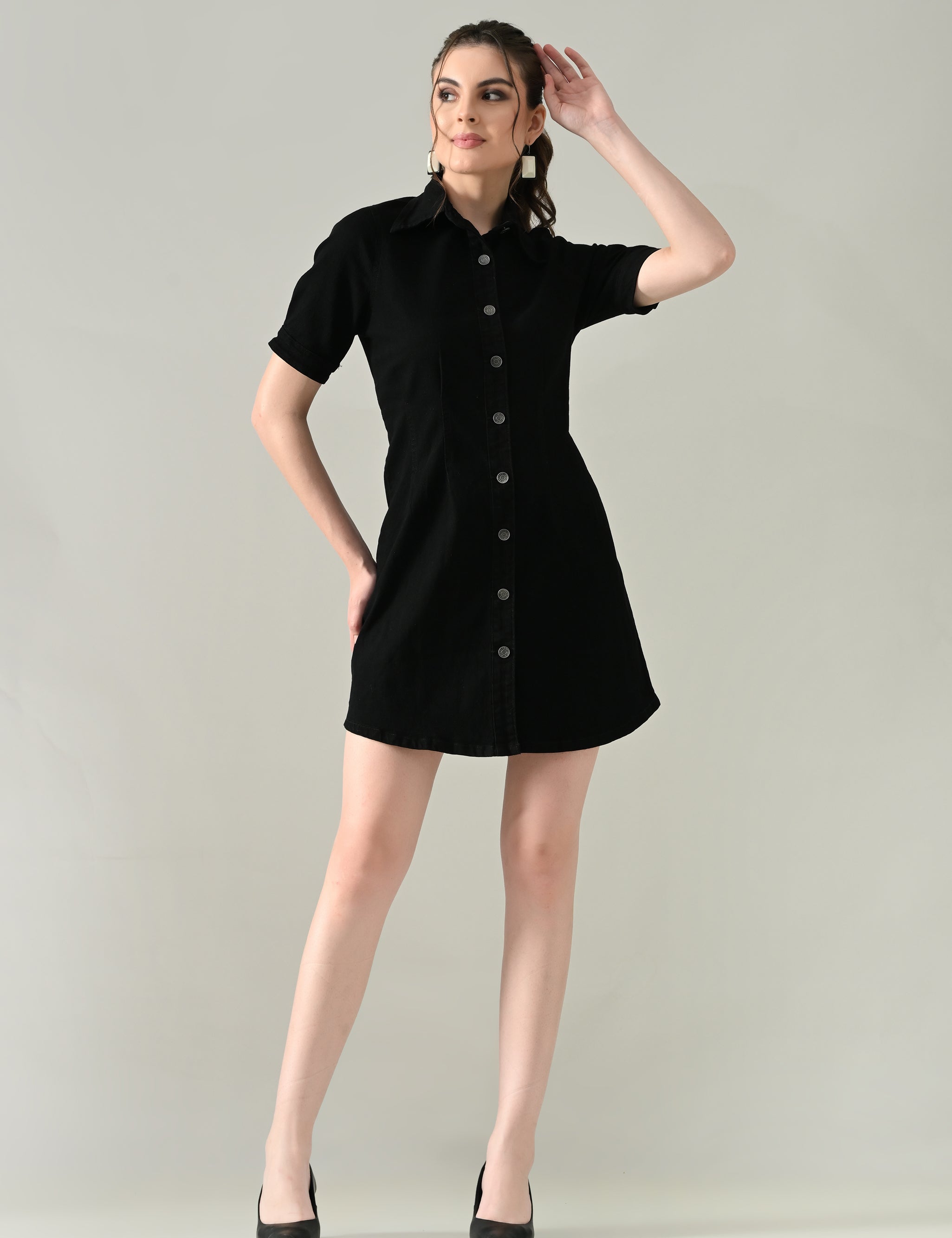 Contour Denim Button-Down Dress