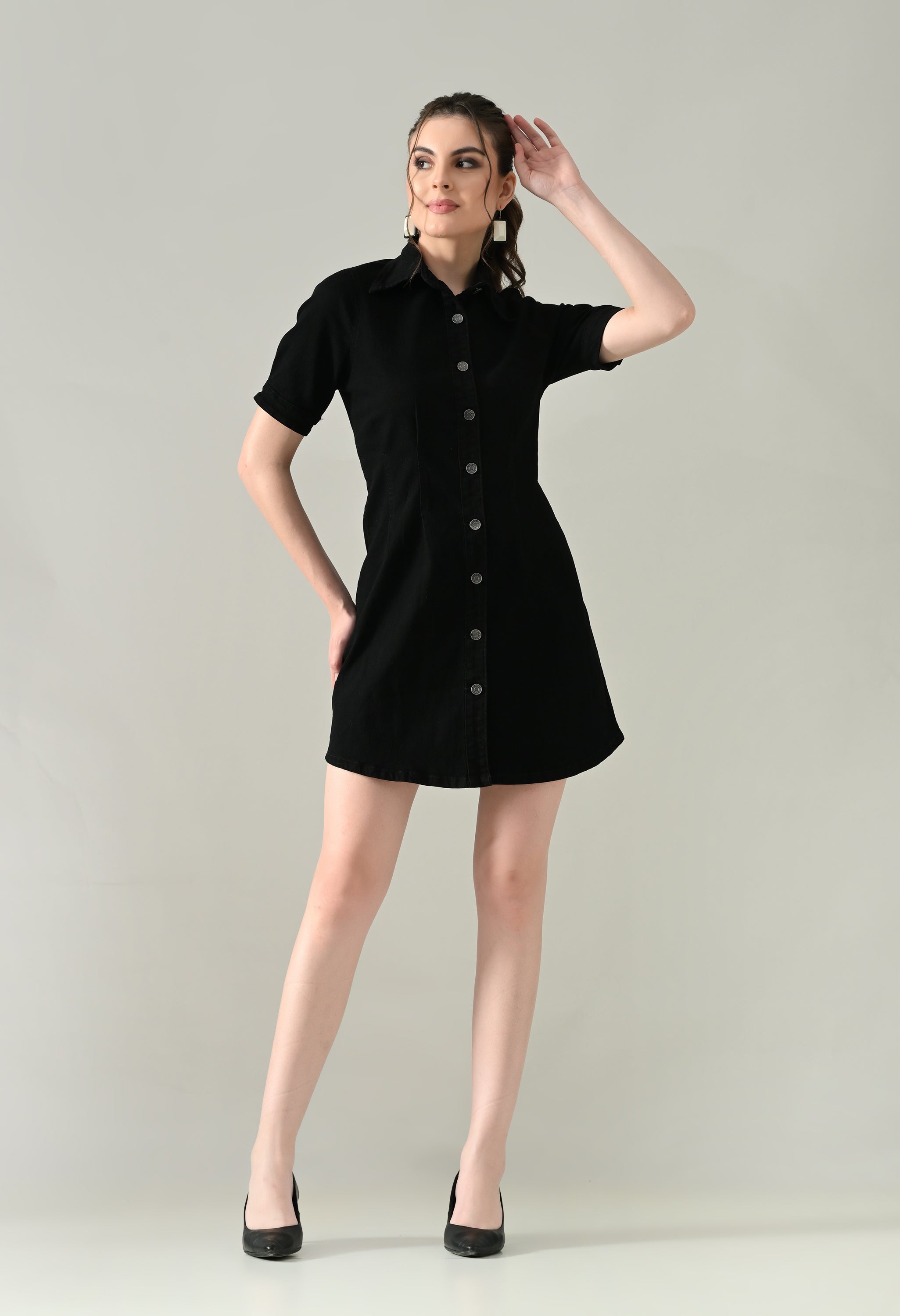 Contour Denim Button-Down Dress