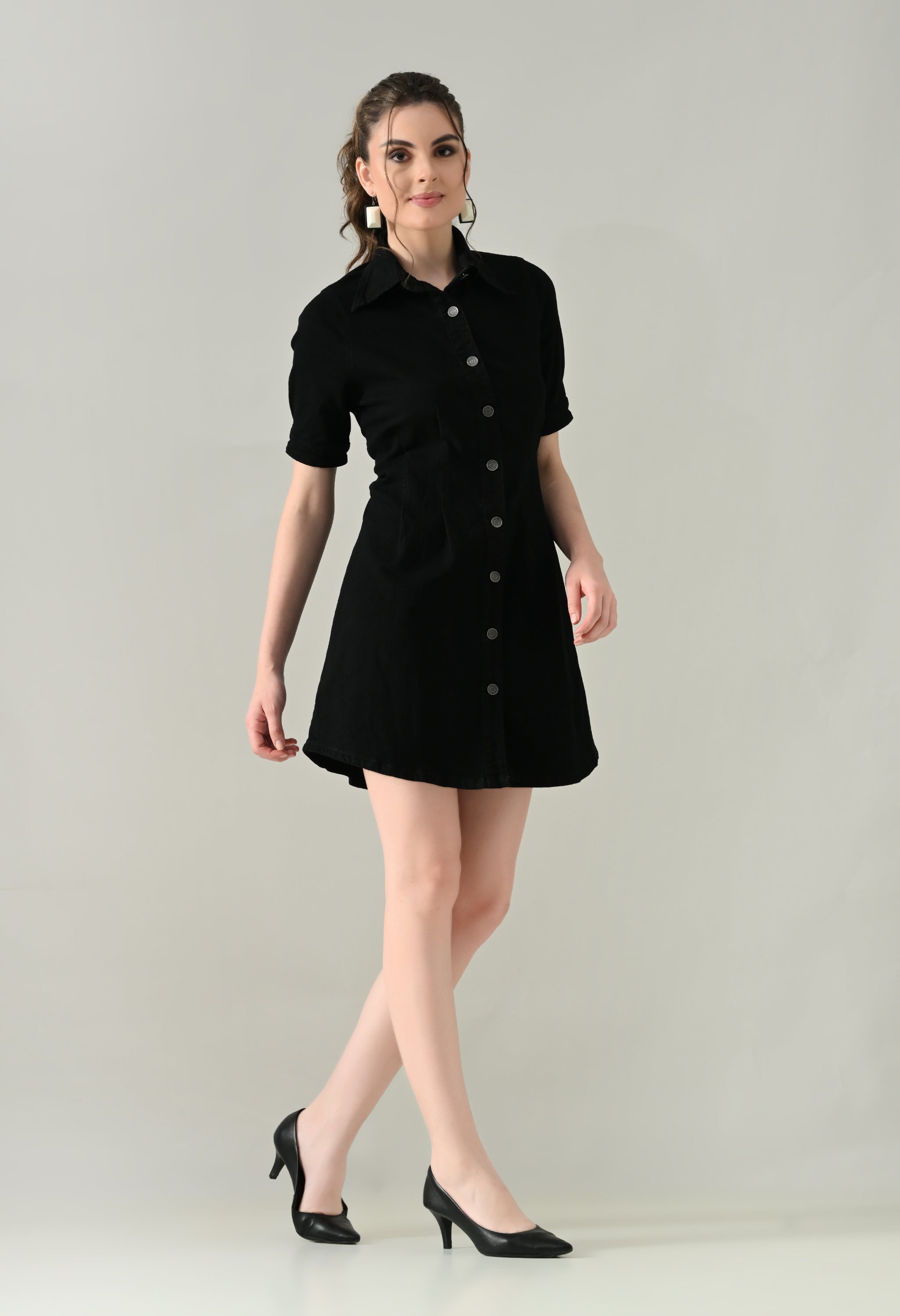 Contour Denim Button-Down Dress