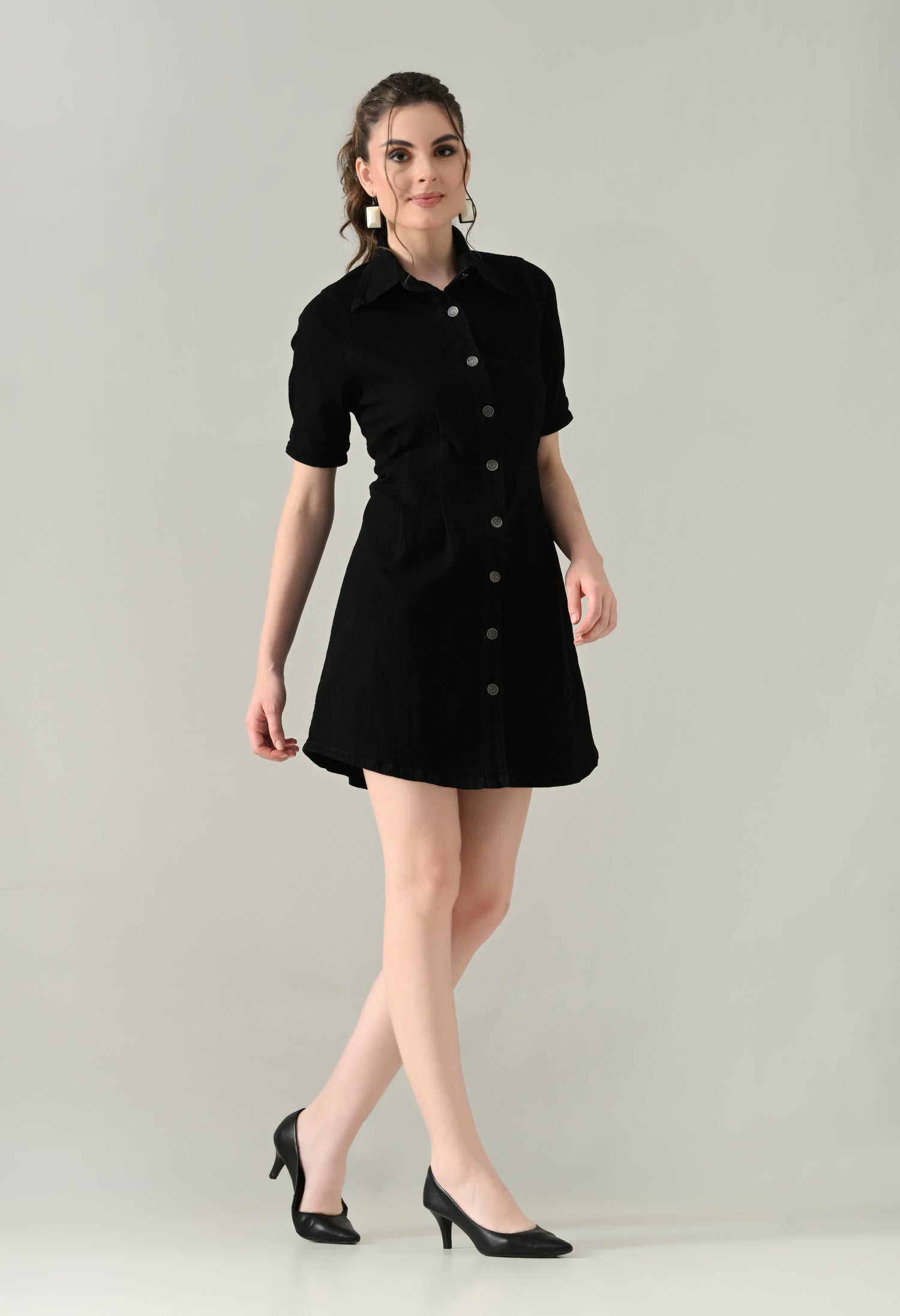 Contour Denim Button-Down Dress