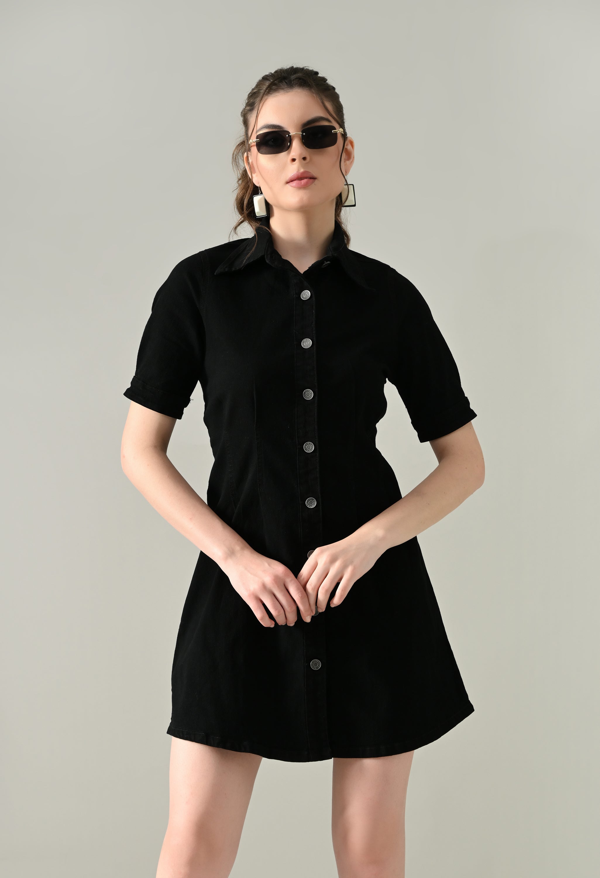 Contour Denim Button-Down Dress
