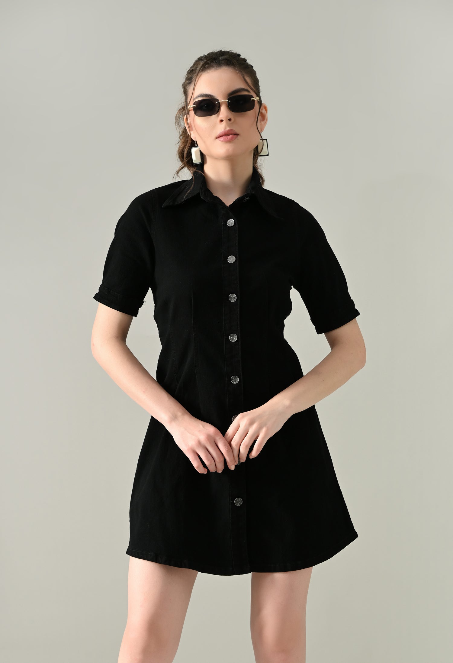 Contour Denim Button-Down Dress