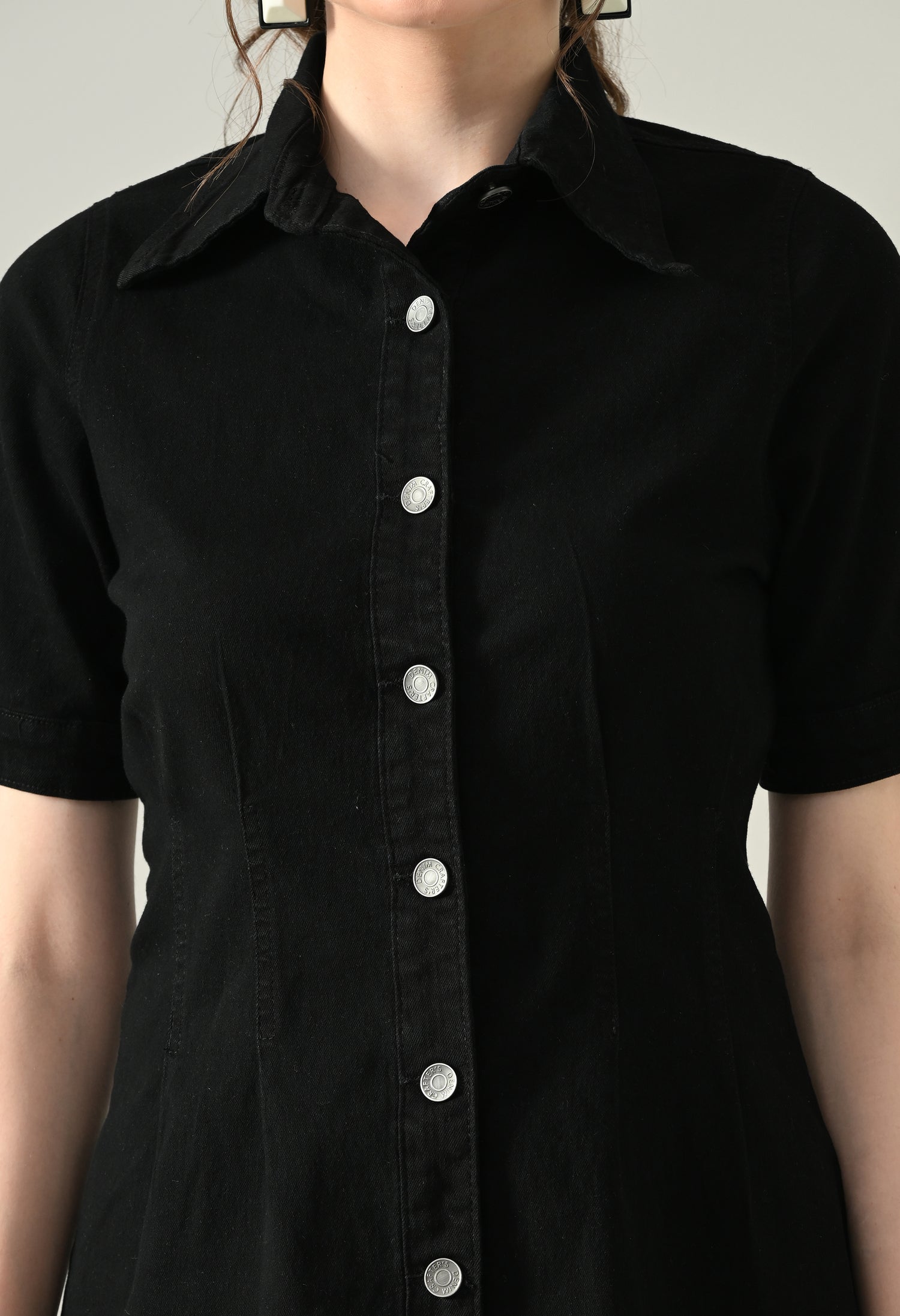Contour Denim Button-Down Dress