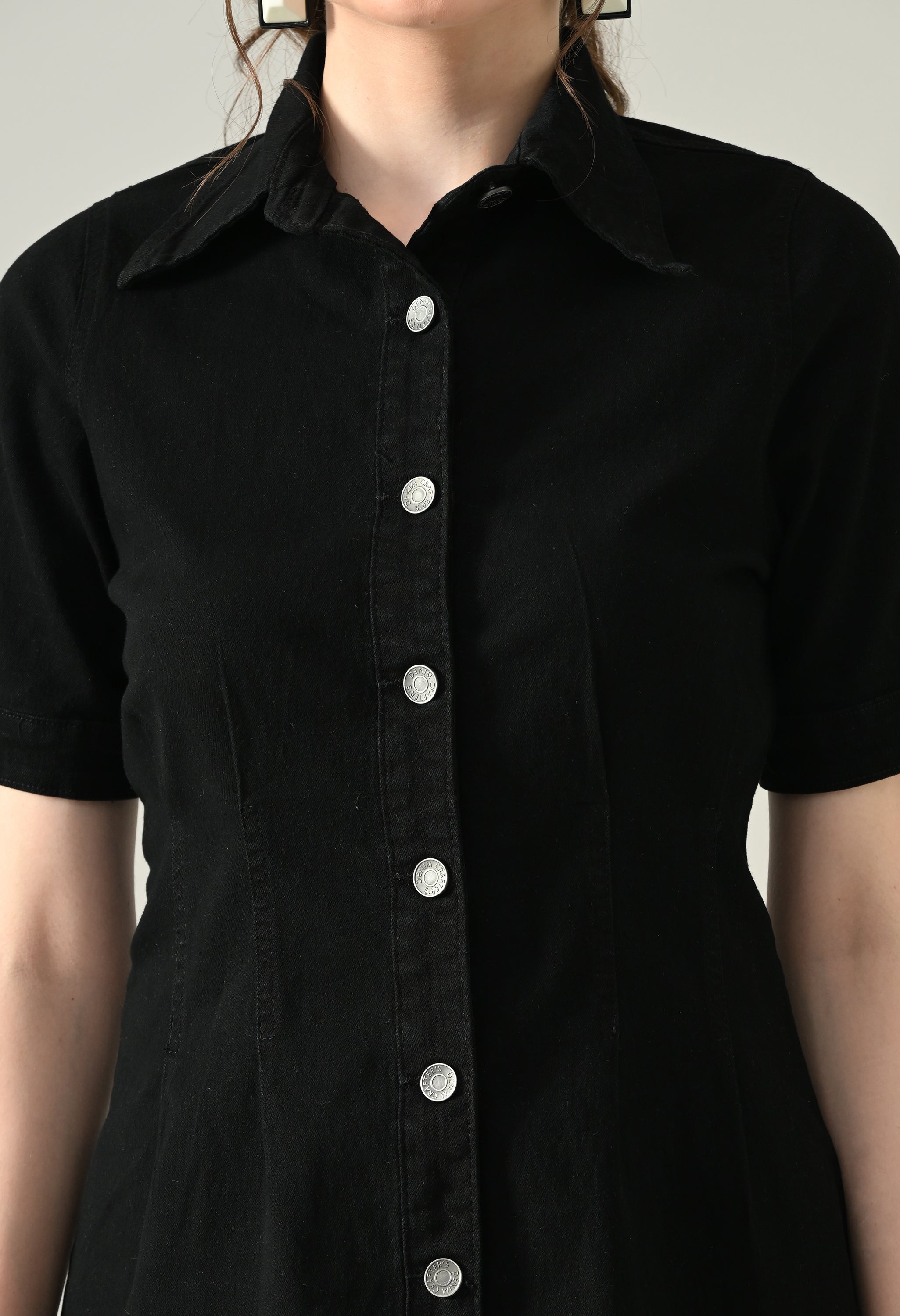 Contour Denim Button-Down Dress