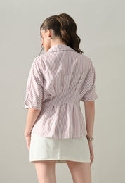Blush Stripe Cinched Shirt