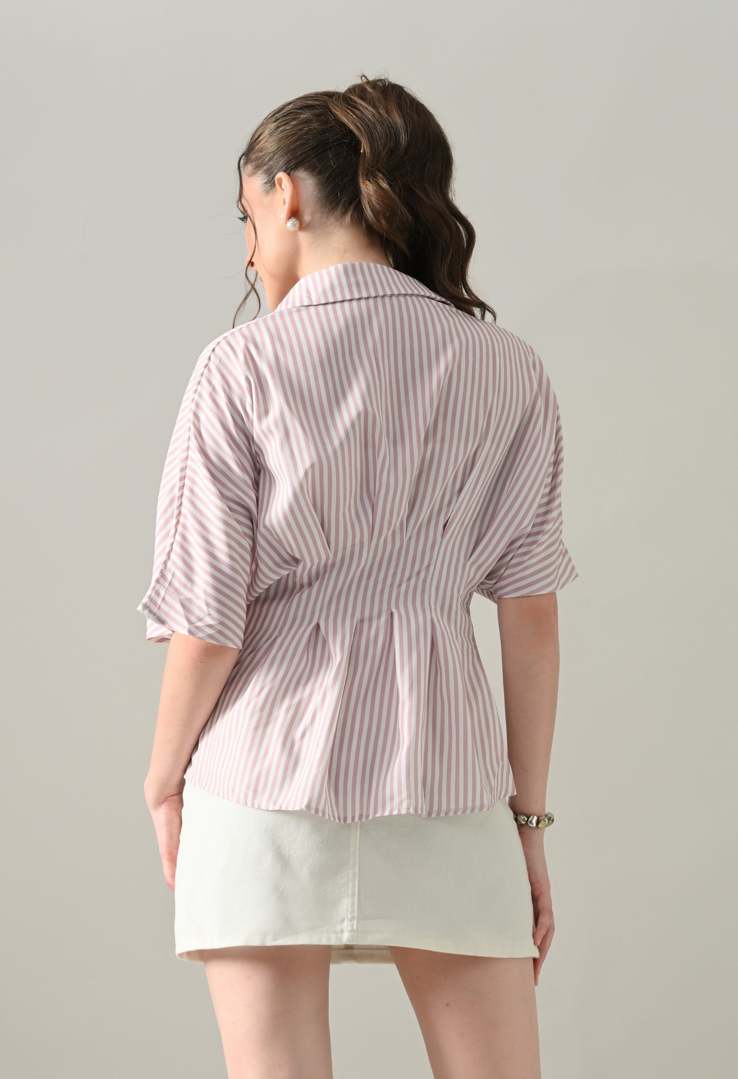 Blush Stripe Cinched Shirt