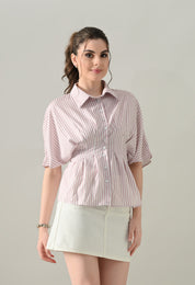 Blush Stripe Cinched Shirt