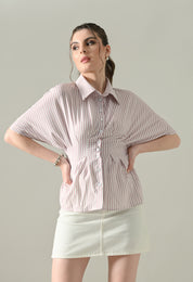 Blush Stripe Cinched Shirt