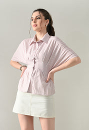 Blush Stripe Cinched Shirt