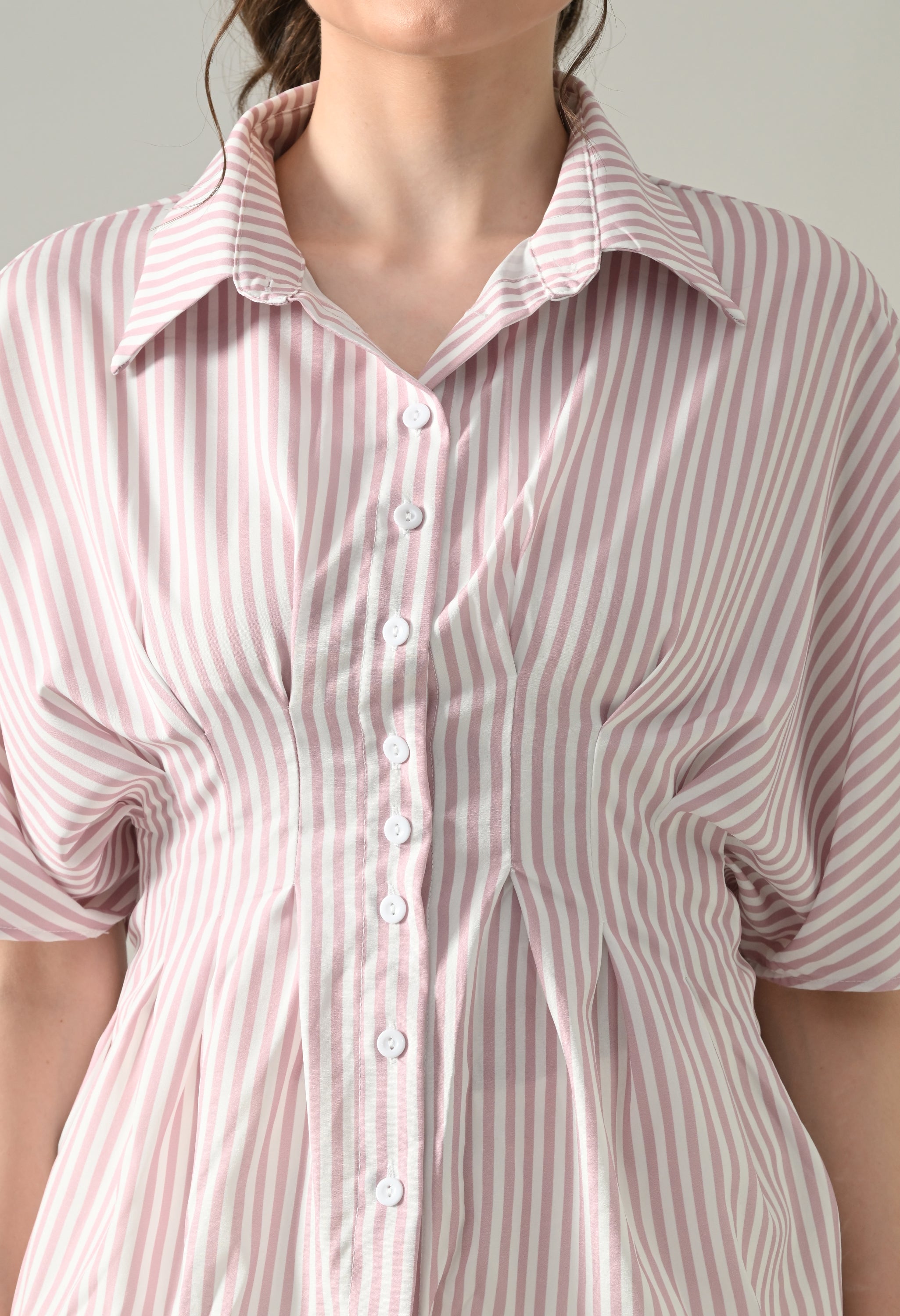 Blush Stripe Cinched Shirt