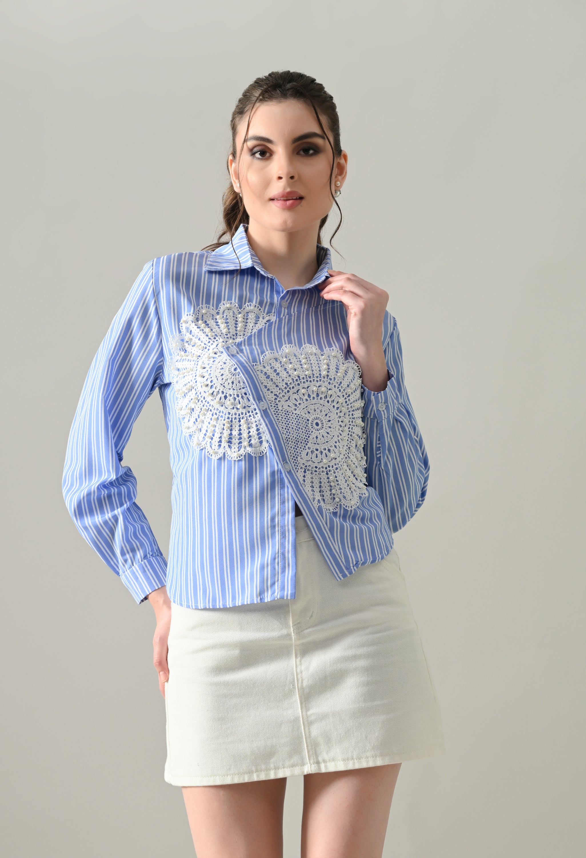 Sunlit Lace Panel Shirt