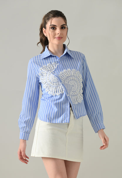 Sunlit Lace Panel Shirt