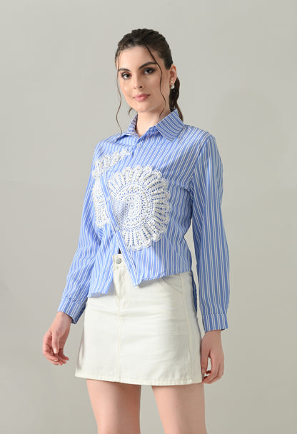 Sunlit Lace Panel Shirt