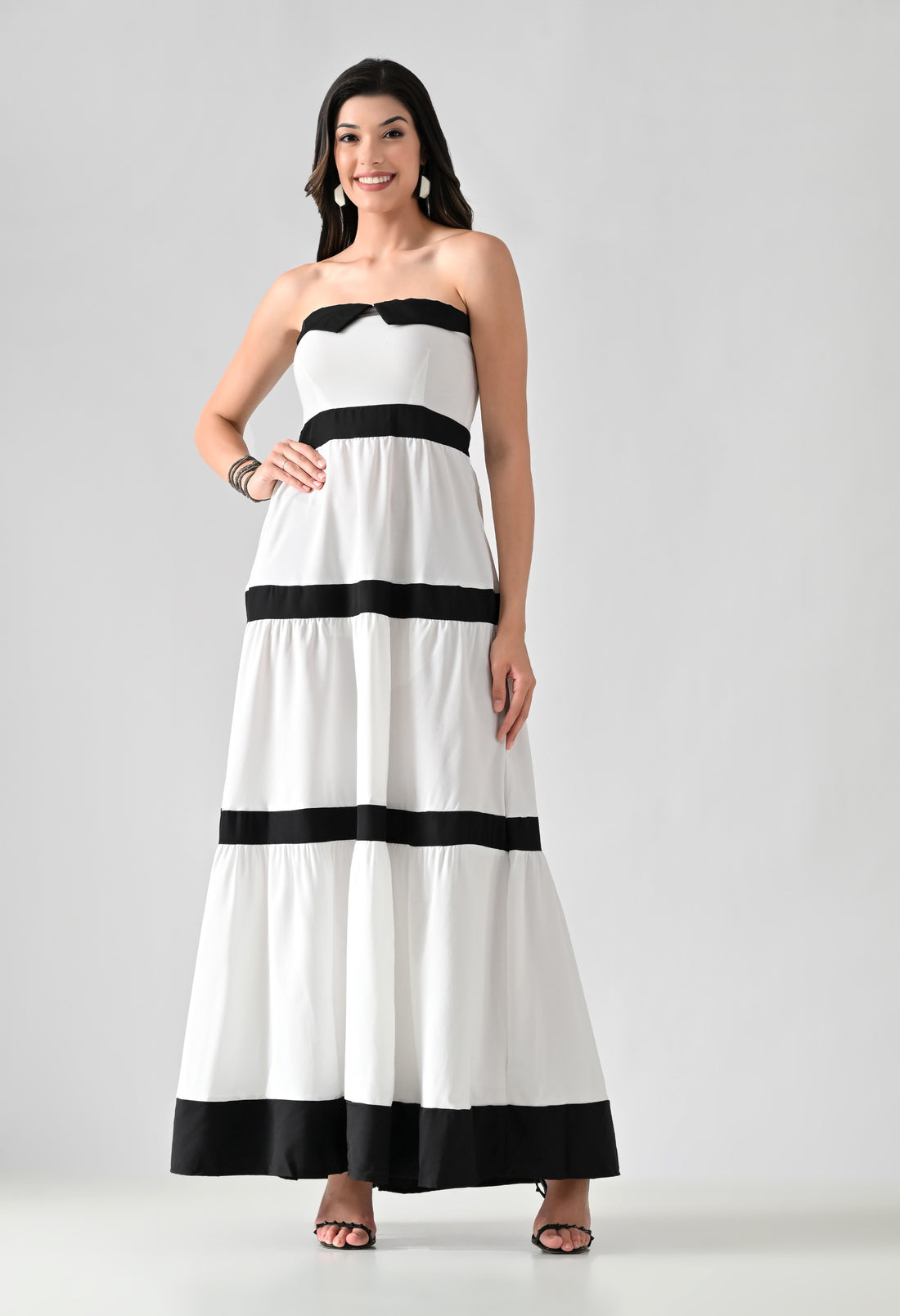 Striped Bowknot Maxi Dress