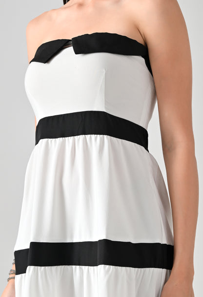 Striped Bowknot Maxi Dress