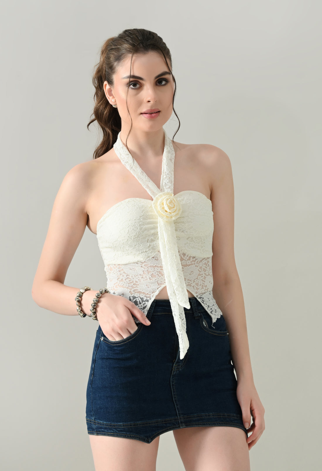 Sheer Lace Tube Top