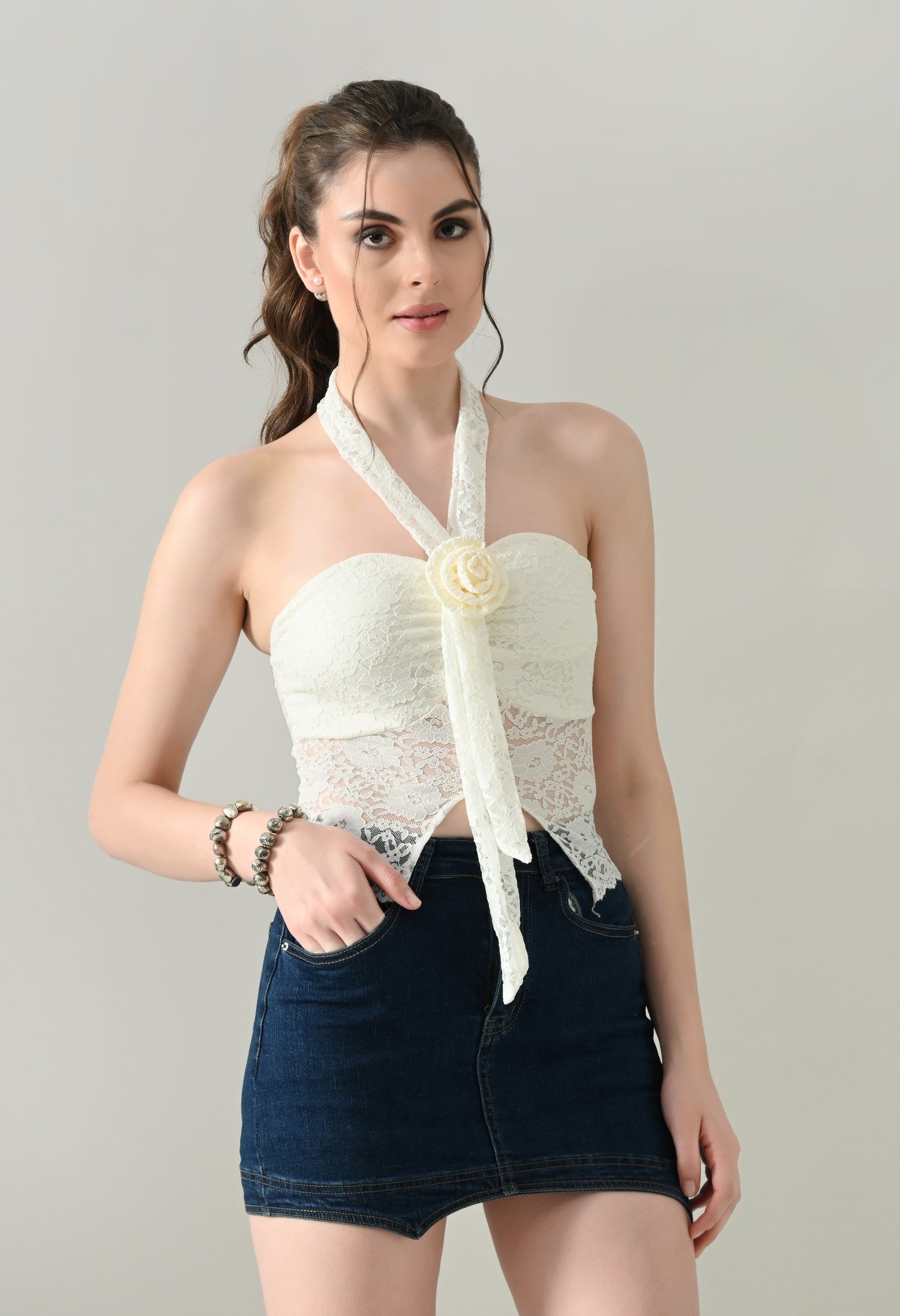 Sheer Lace Tube Top