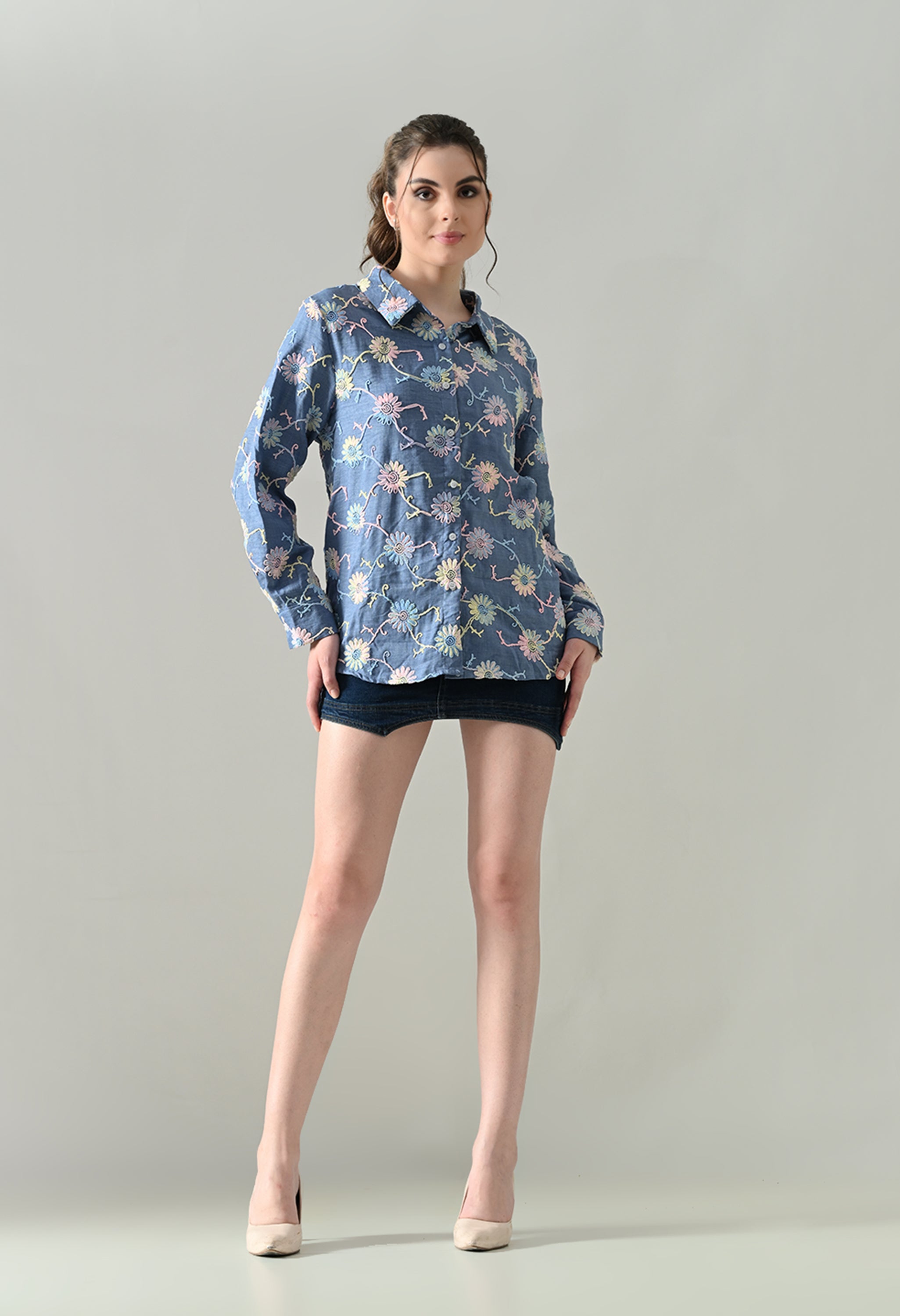 Meadow Bloom Embroidered Shirt