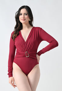 Draped Wrap Front Bodysuit