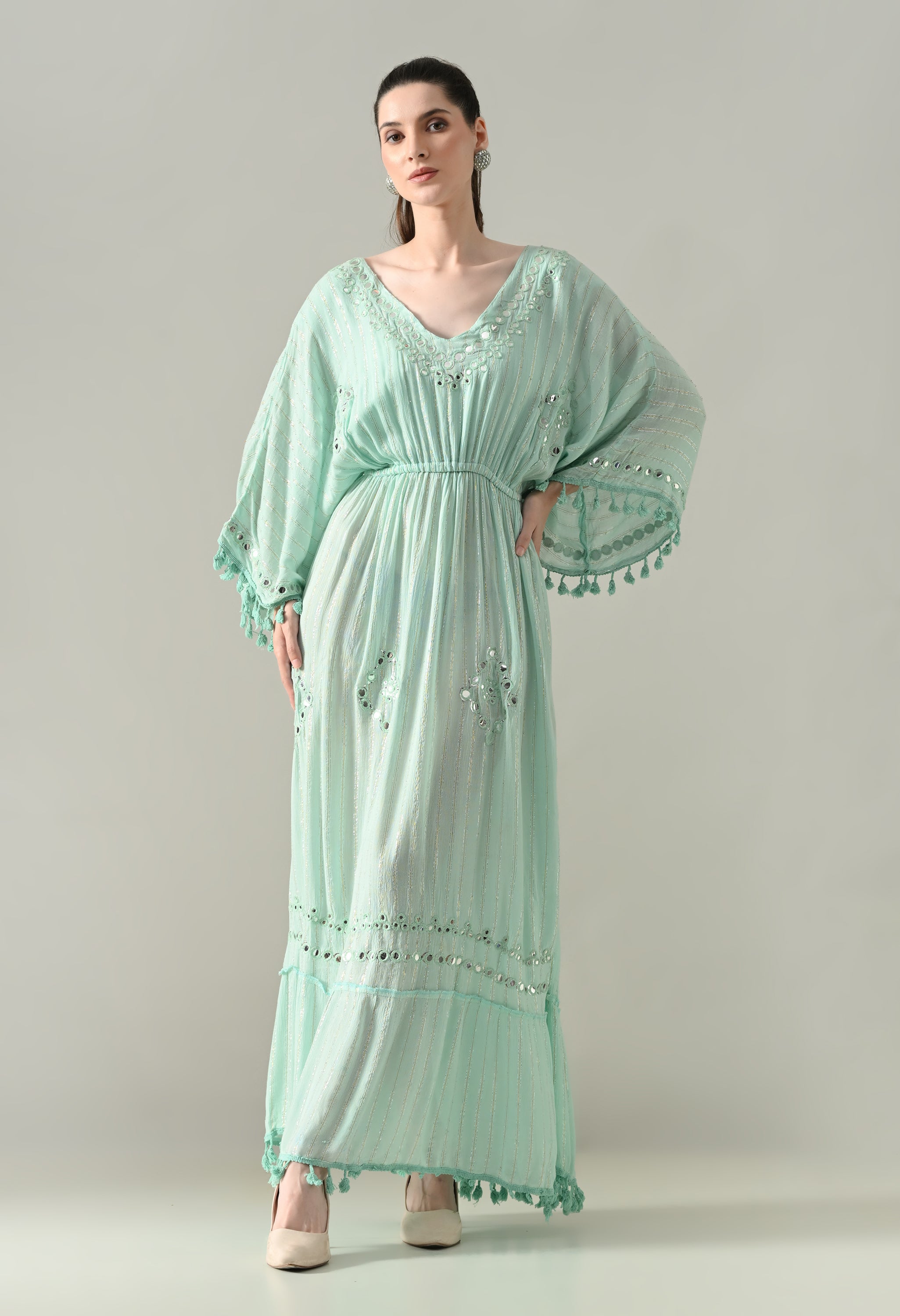Seafoam Mirage Kaftan Maxi Dress