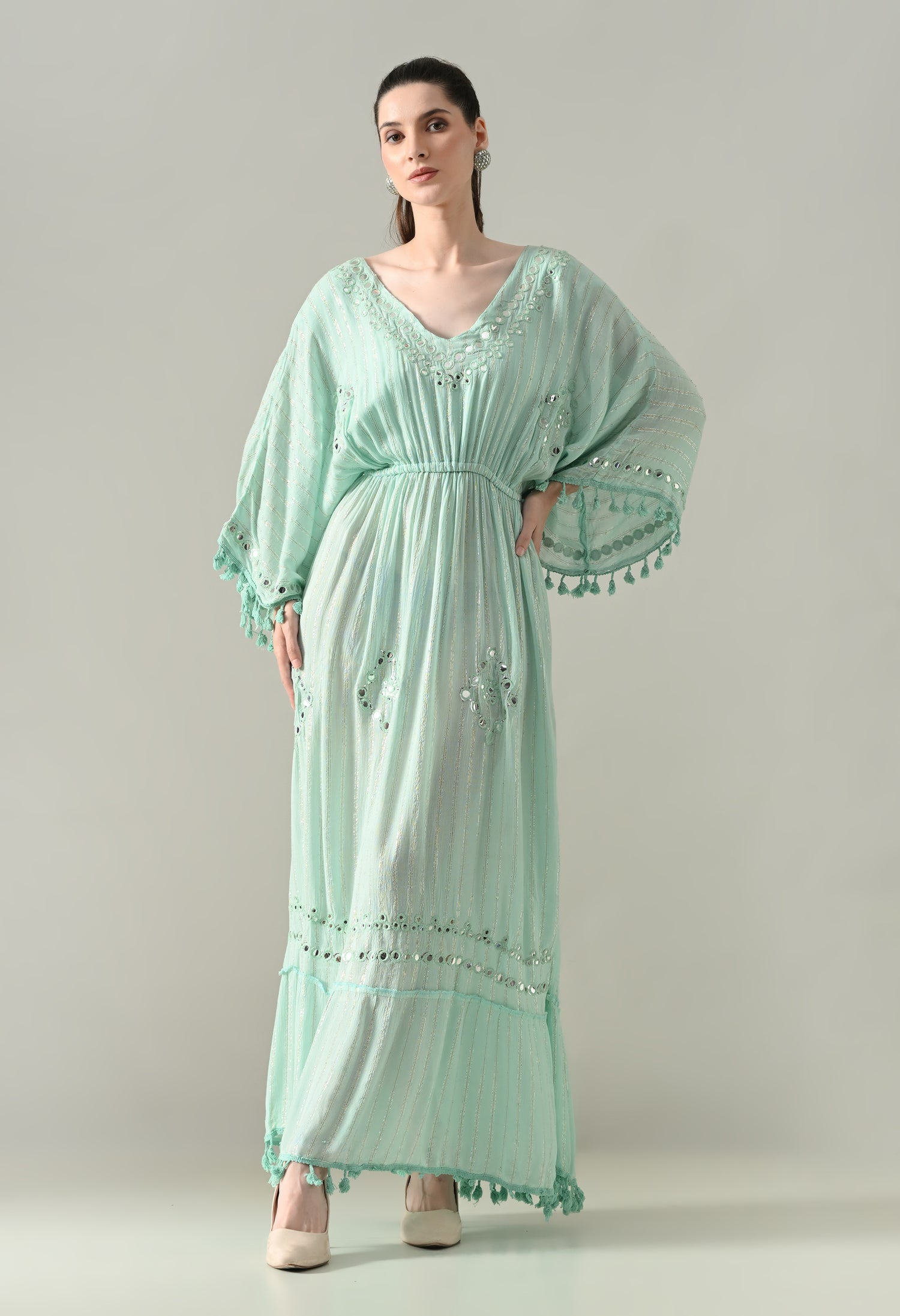 Seafoam Mirage Kaftan Maxi Dress