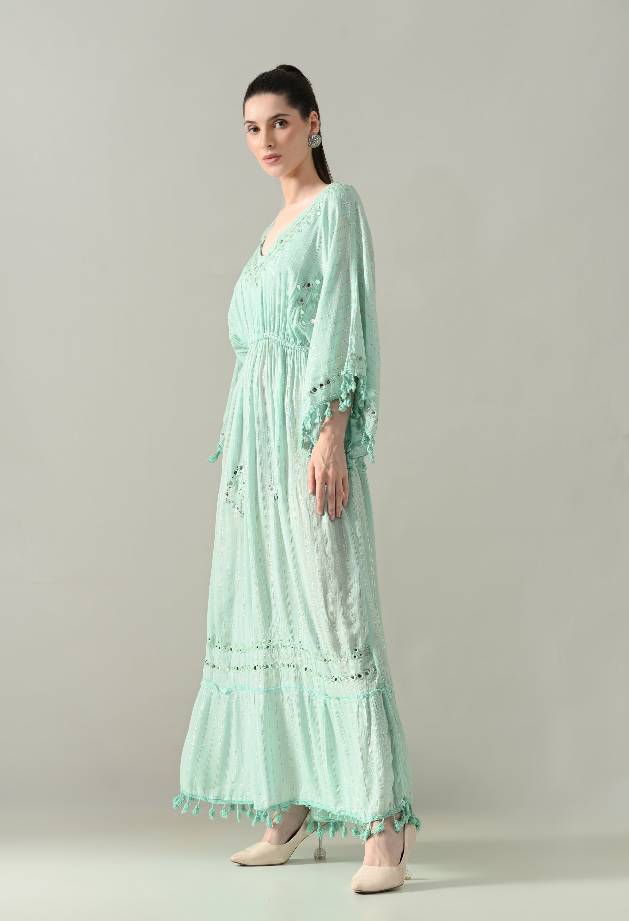Seafoam Mirage Kaftan Maxi Dress