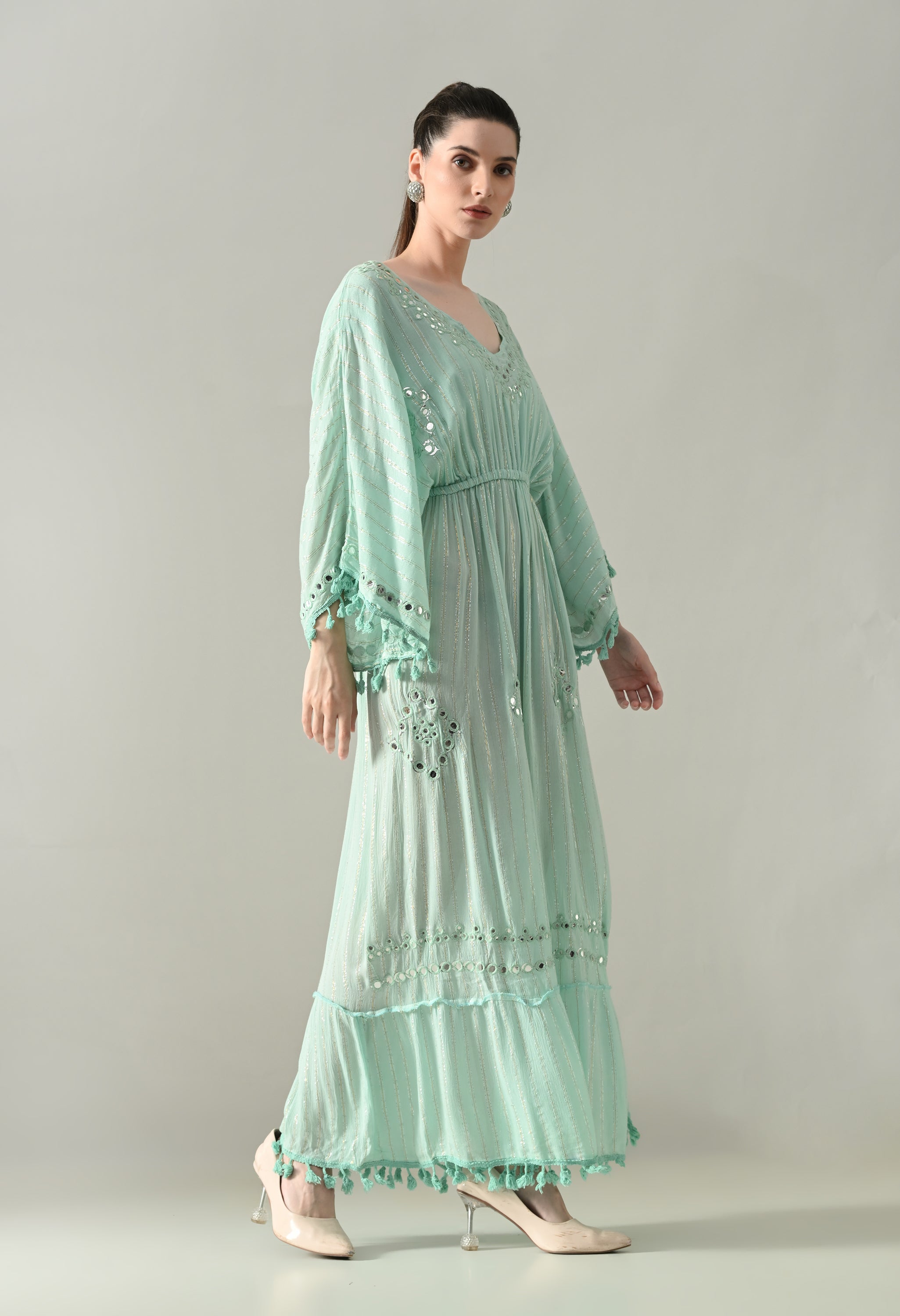 Seafoam Mirage Kaftan Maxi Dress
