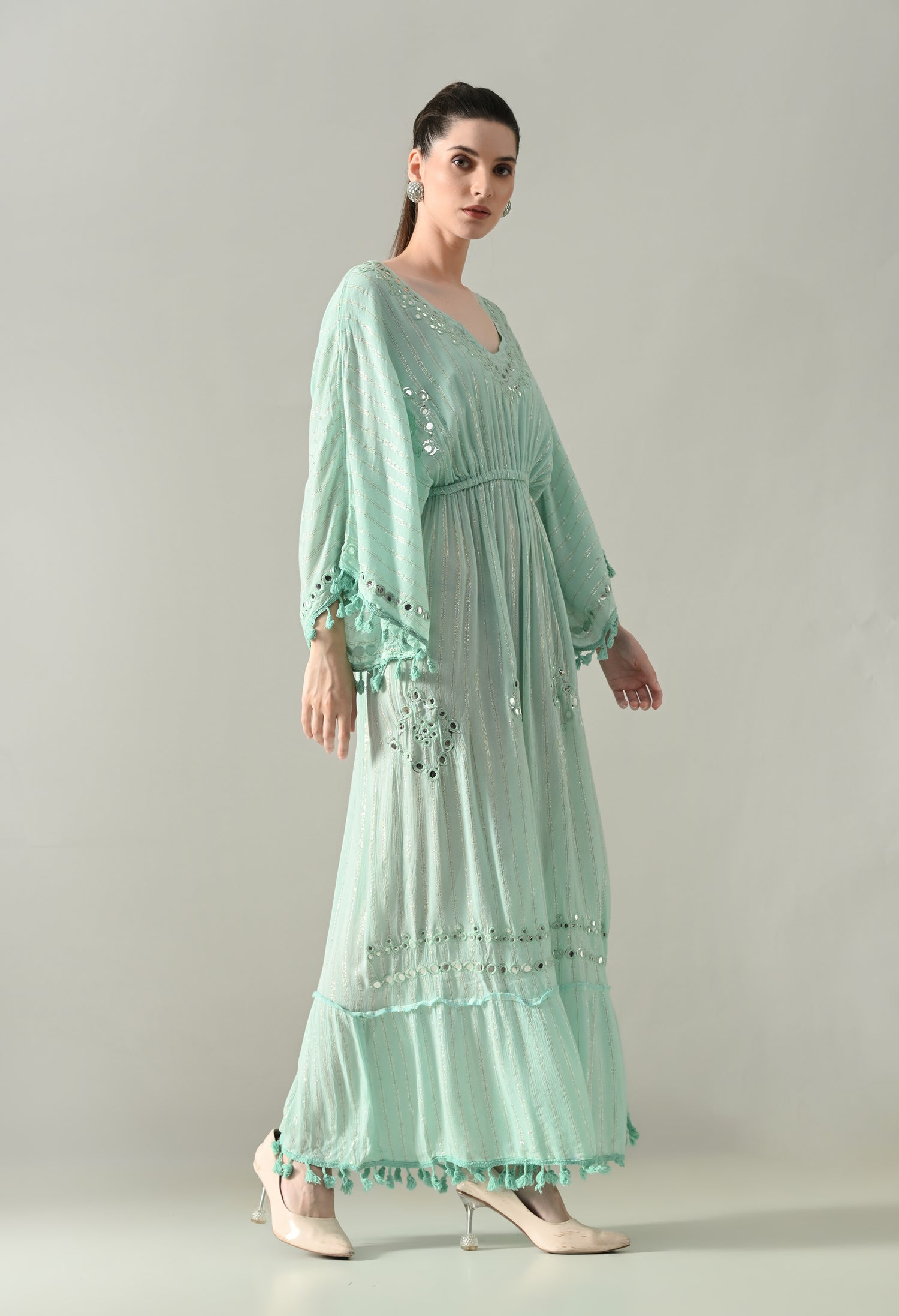 Seafoam Mirage Kaftan Maxi Dress