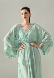 Seafoam Mirage Kaftan Maxi Dress